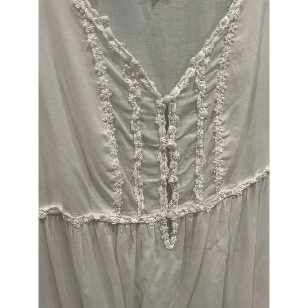 Vtg Victorias Secret Womens Lawn Cotton Nightgown M Lace Muslin Dress Cottage